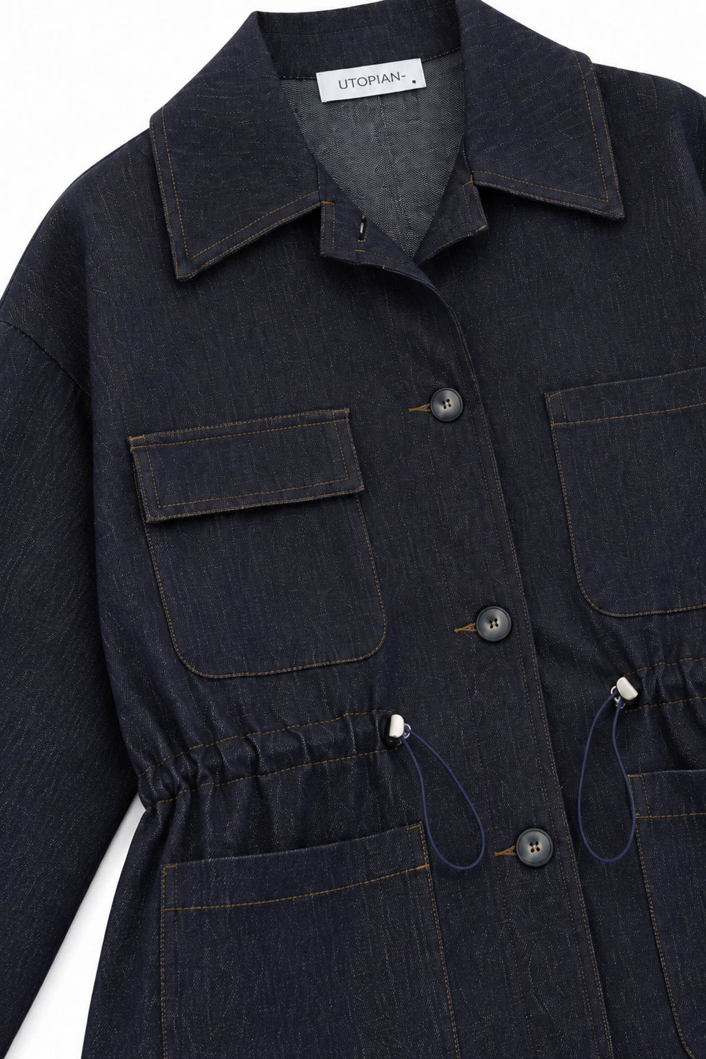 Utopian Belden Ayarlanabilir Büzgülü Denim Ceket görünüm 3