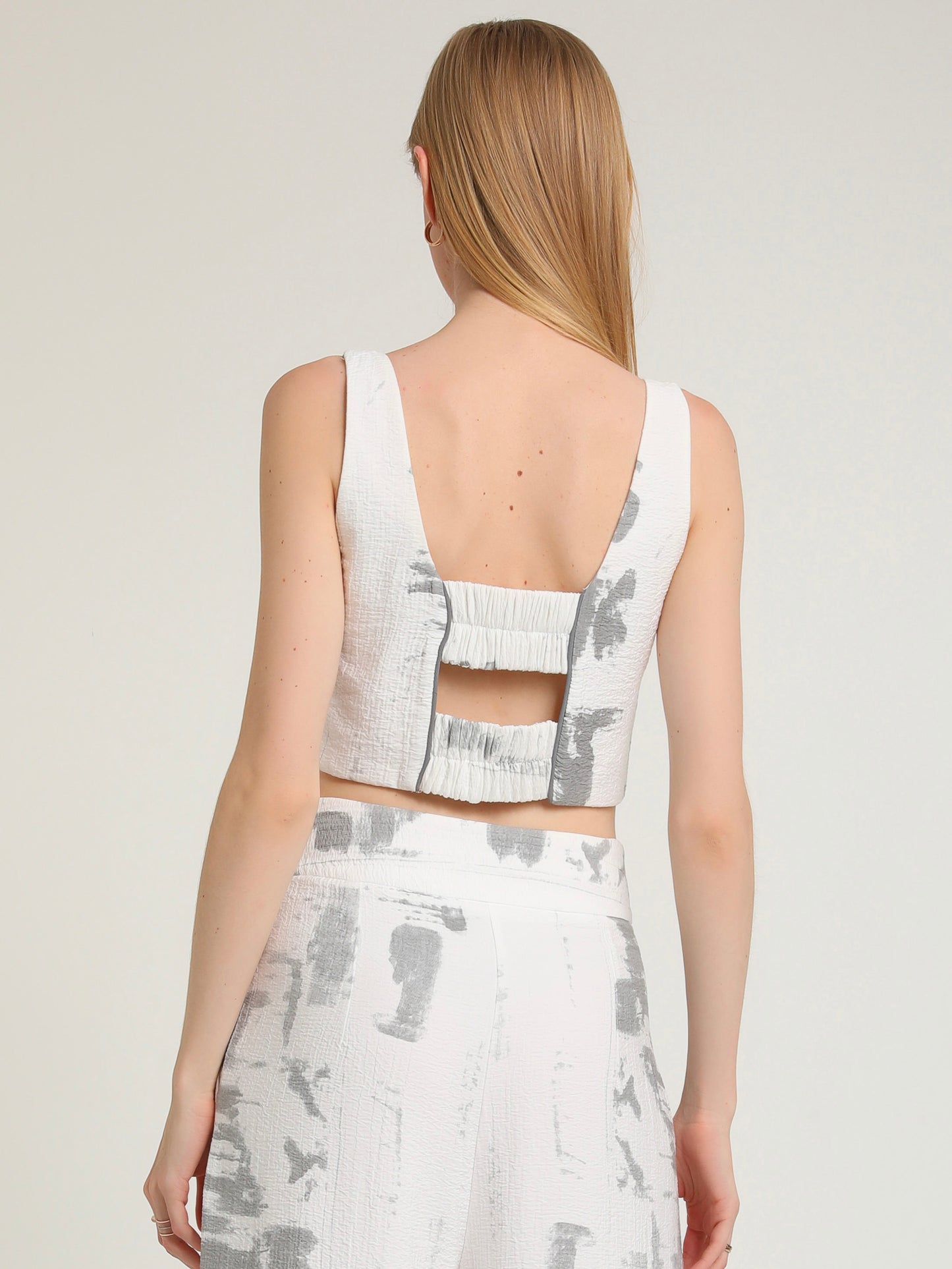 Blange Desenli Viskon Crop Top