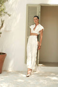 Gaia n Uranos High Waist Side Window White Trousers