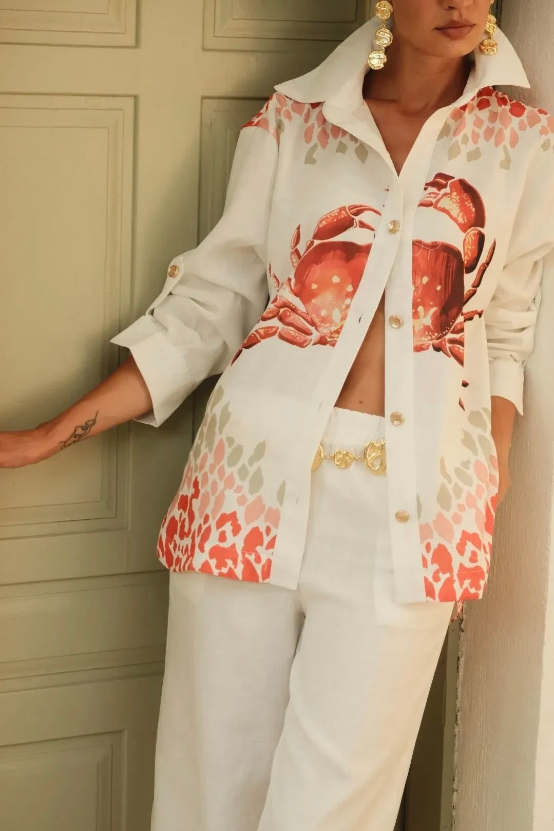 Gaia n Uranos Crab Ritual Keten Gömlek