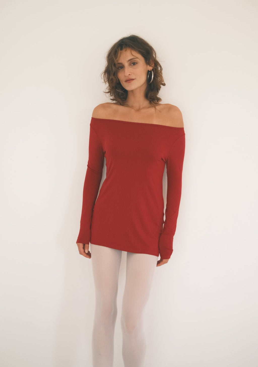 Tiny Bordo Düşük Omuz Mini Elbise - Görsel 4