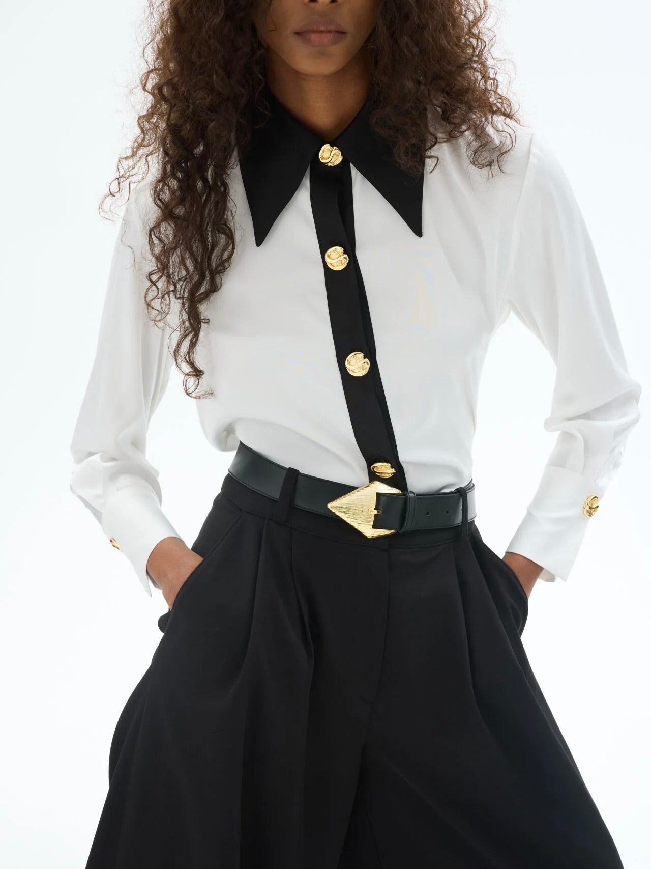 Kontrast Detaylı İpek Gömlek