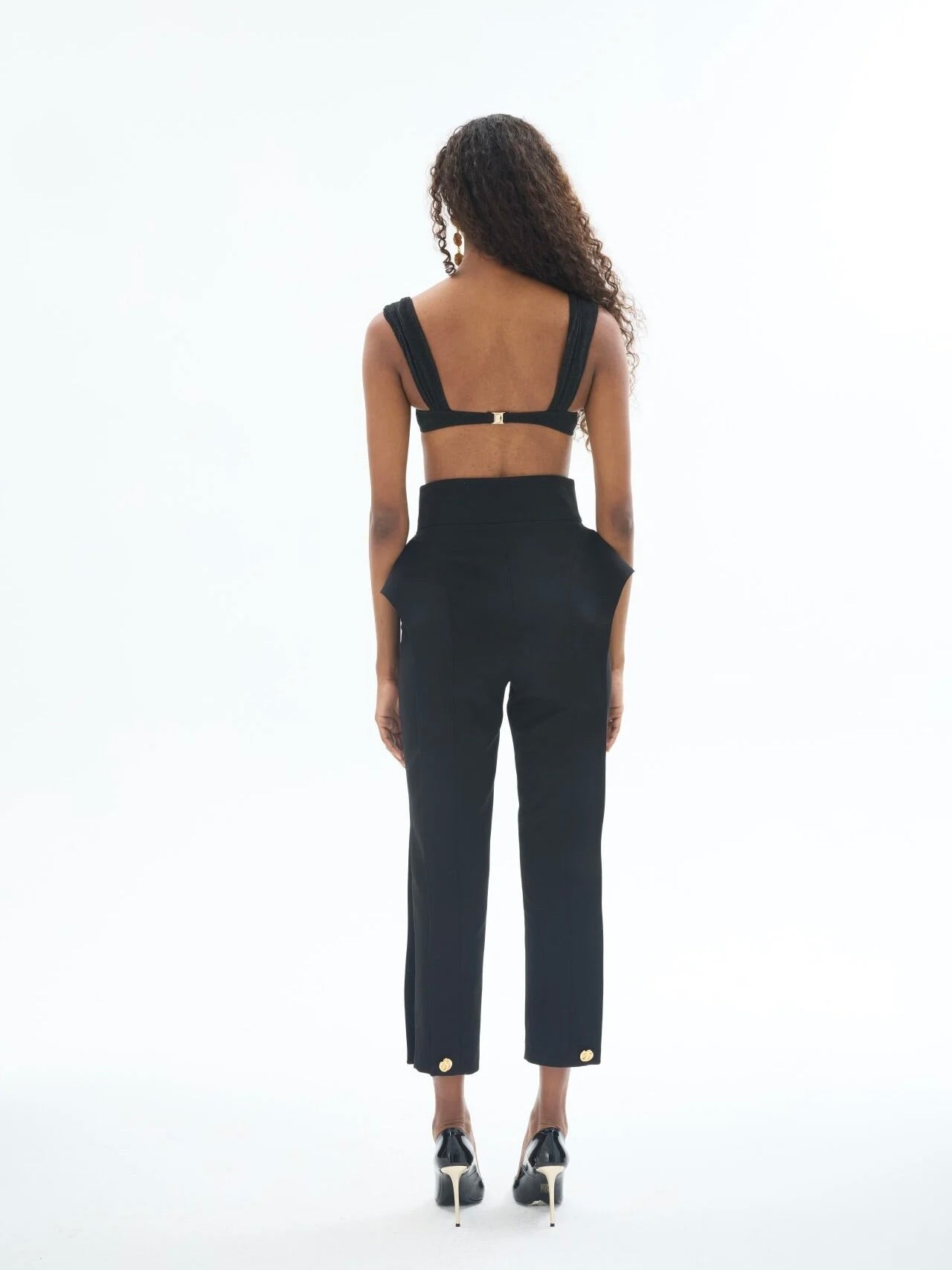Gaia n Uranos Siyah Önden Gold Fermuarlı Peplum Pantolon