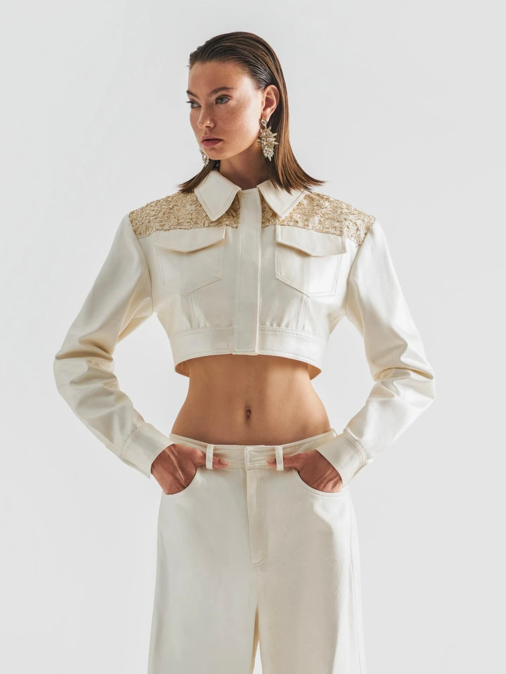 Haleia Nakış Detaylı Crop Ceket