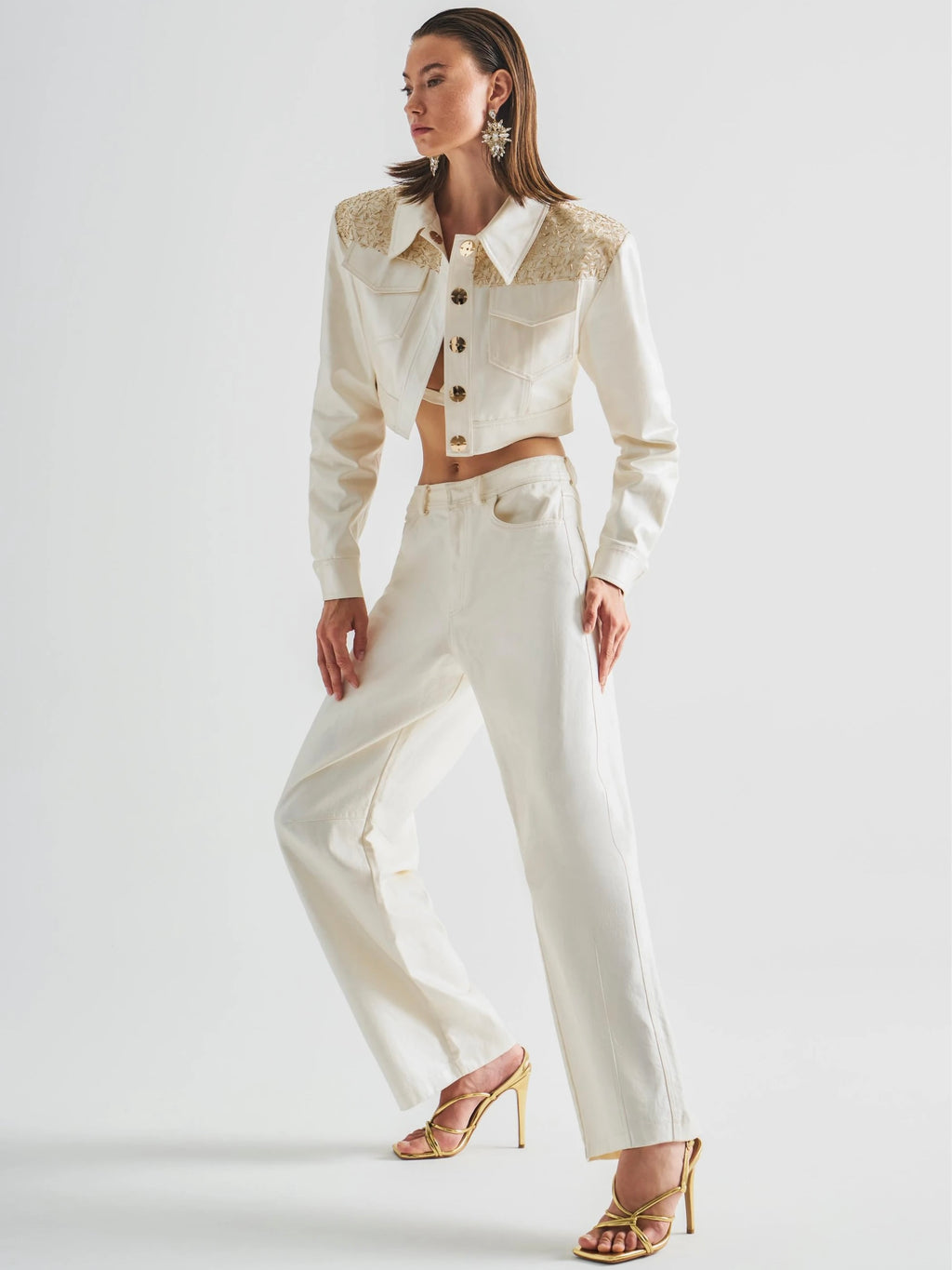 Haleia Nakış Detaylı Crop Ceket