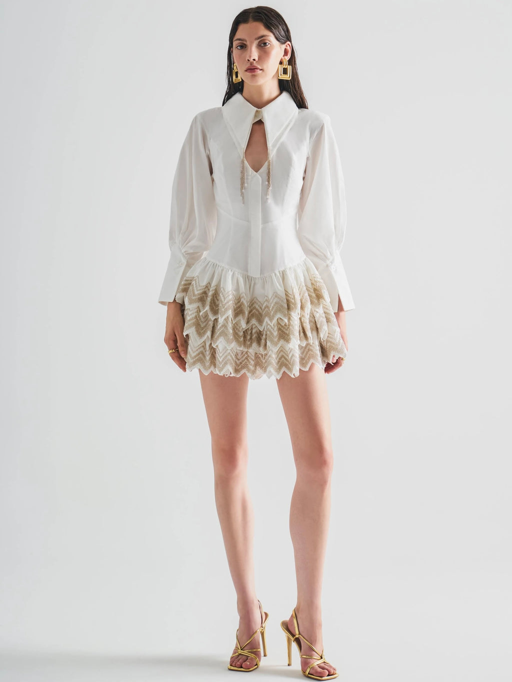 Haleia Nakış Detaylı Katmanlı Mini Elbise