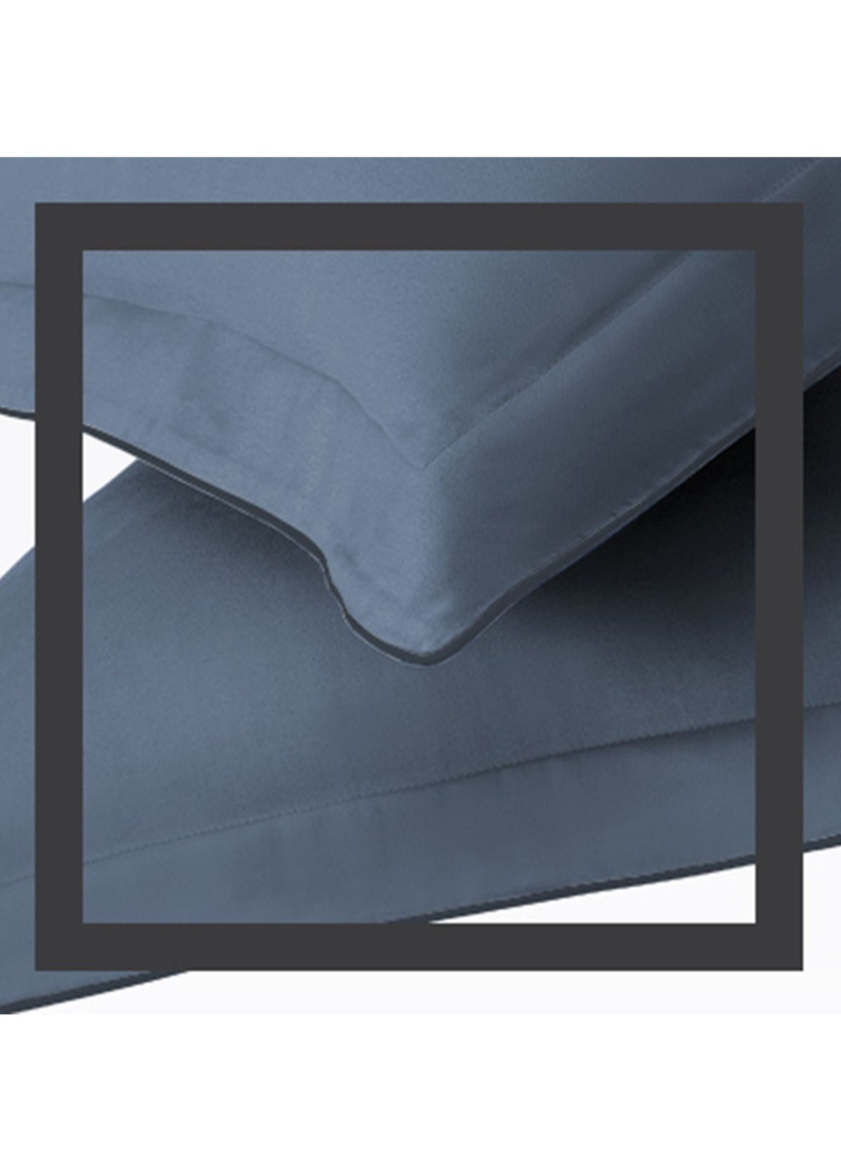 Hayra Antrasit Biyeli İndigo Pamuk Saten 2'li Oxford Yastık Kılıfı 50 × 70+5 cm - görsel 3