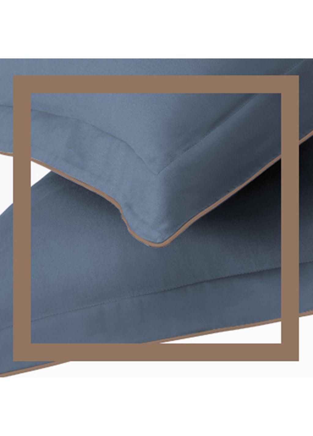Hayra Kahverengi Biyeli İndigo Pamuk Saten 2'li Oxford Yastık Kılıfı 50 × 70+5 cm - görsel 3