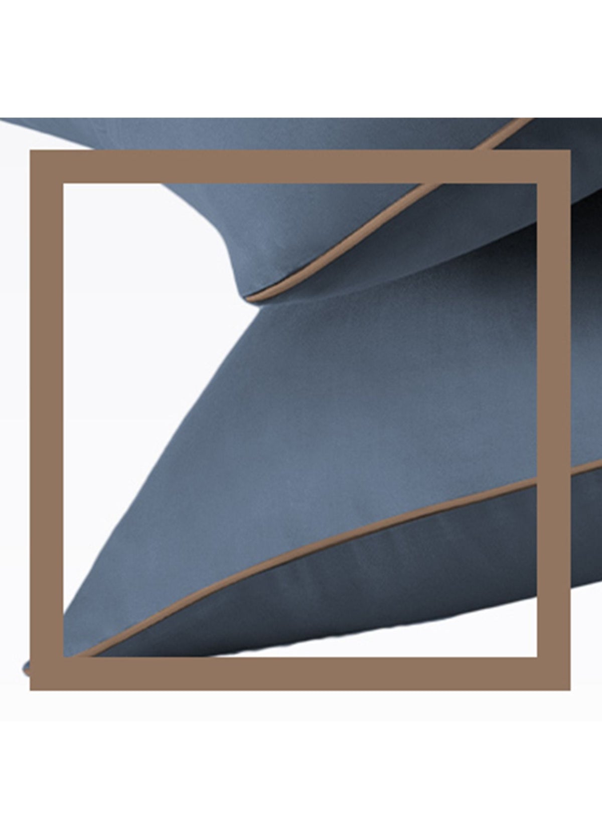 Hayra Kahverengi Biyeli İndigo Pamuk Saten 2'li Yastık Kılıfı 50 × 70 cm - görsel 3