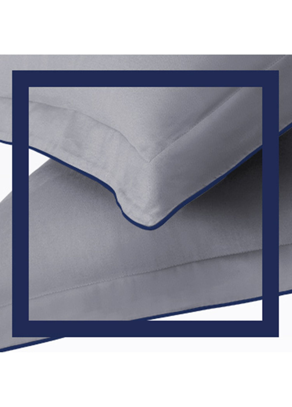 Hayra Lacivert Biyeli Gri Pamuk Saten 2'li Oxford Yastık Kılıfı 50 × 70+5 cm - görsel 4
