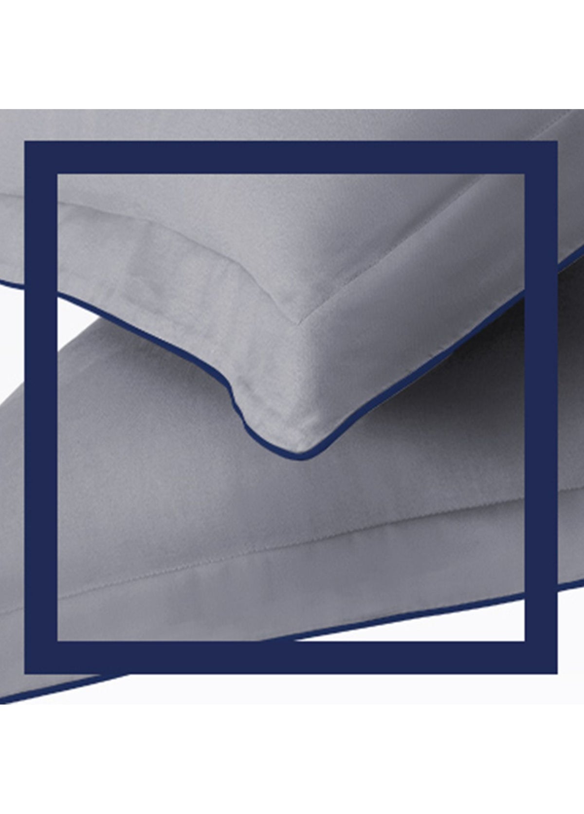 Hayra Lacivert Biyeli Gri Pamuk Saten 2'li Oxford Yastık Kılıfı 50 × 70+5 cm - görsel 4