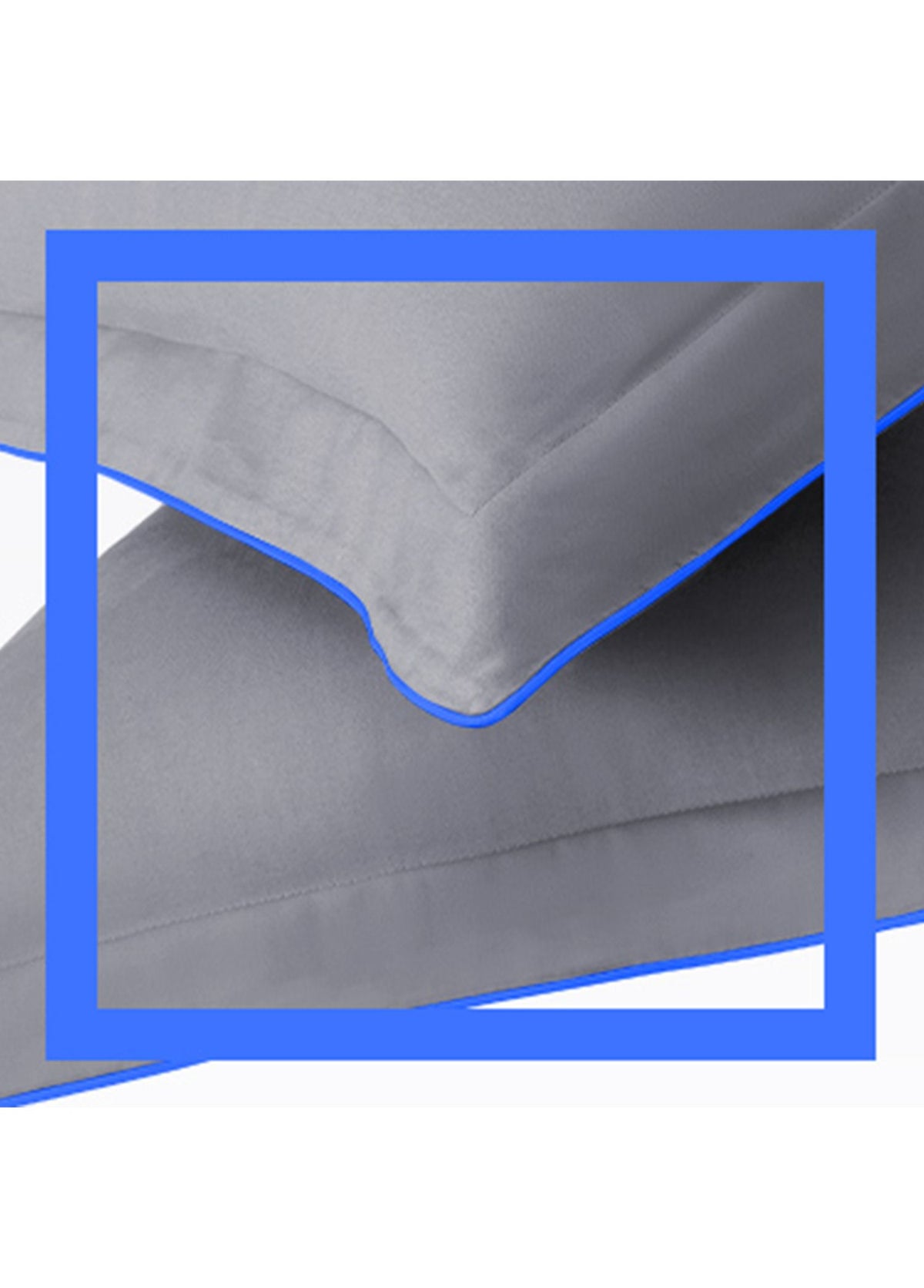 Hayra Mavi Biyeli Gri Pamuk Saten 2'li Oxford Yastık Kılıfı 50 × 70+5 cm - görsel 3