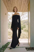Gaia n Uranos One Shoulder Cape Detail Strapless Long Dress