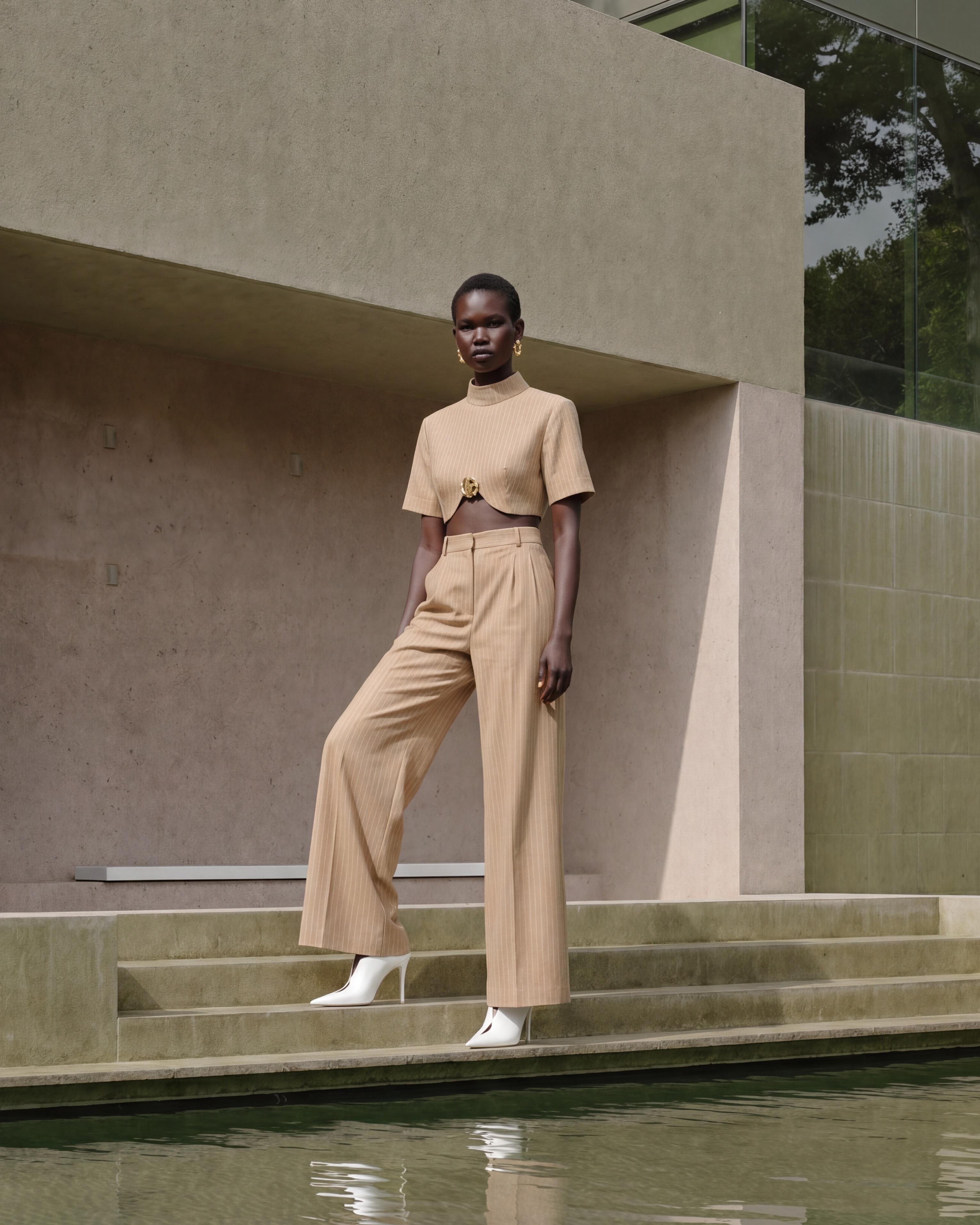 Gaia n Uranos Metal Aksesuarlı Çizgili Crop Bluz