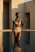 Gaia n Uranos Gold Düğmeli Işıltılı Yüksek Bel Gold Bikini Altı