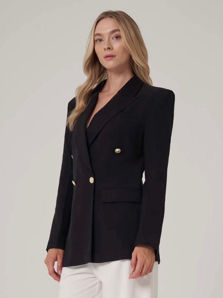 Utopian Çift Düğmeli Gold Detaylı Blazer Ceket