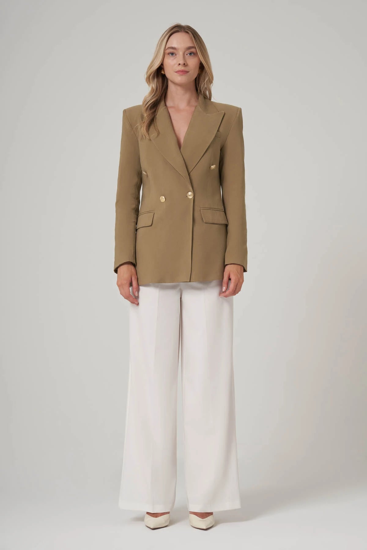 Utopian Çift Düğmeli Gold Detaylı Blazer Ceket