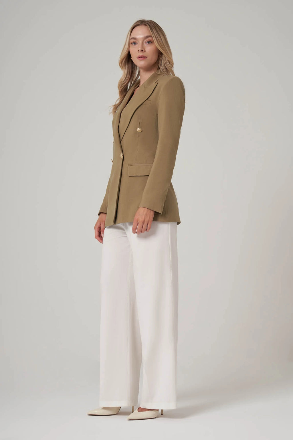 Utopian Çift Düğmeli Gold Detaylı Blazer Ceket