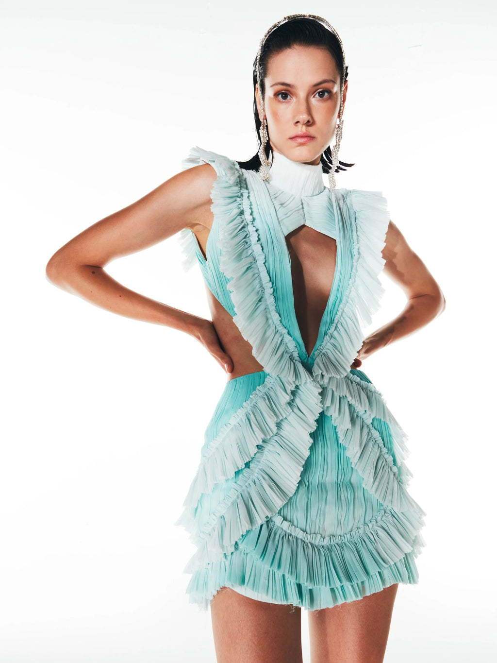 Haleia Degrade Volan Detaylı Drapeli Mini Elbise