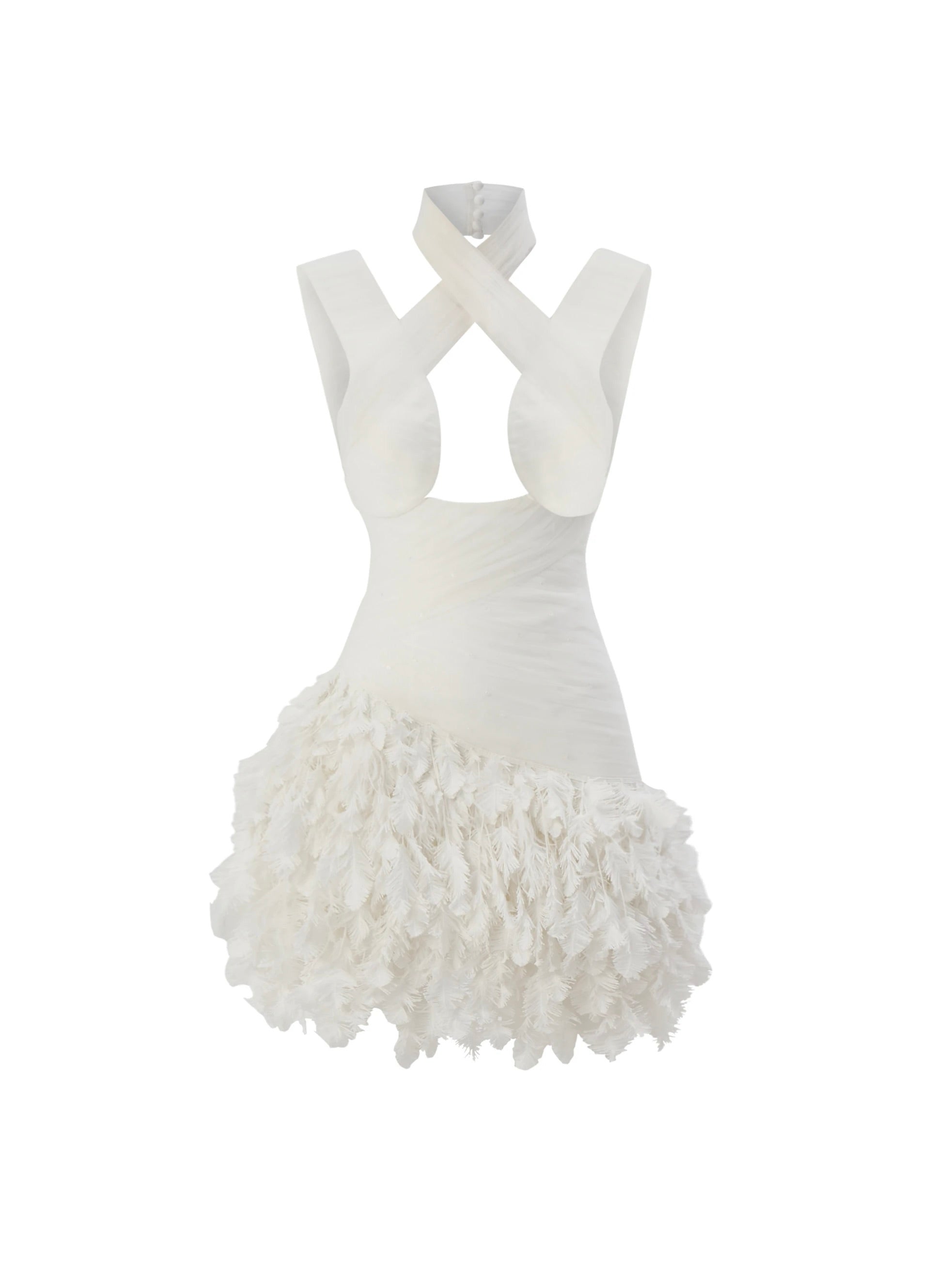 Haleia Beyaz Tül Mini Gelinlik