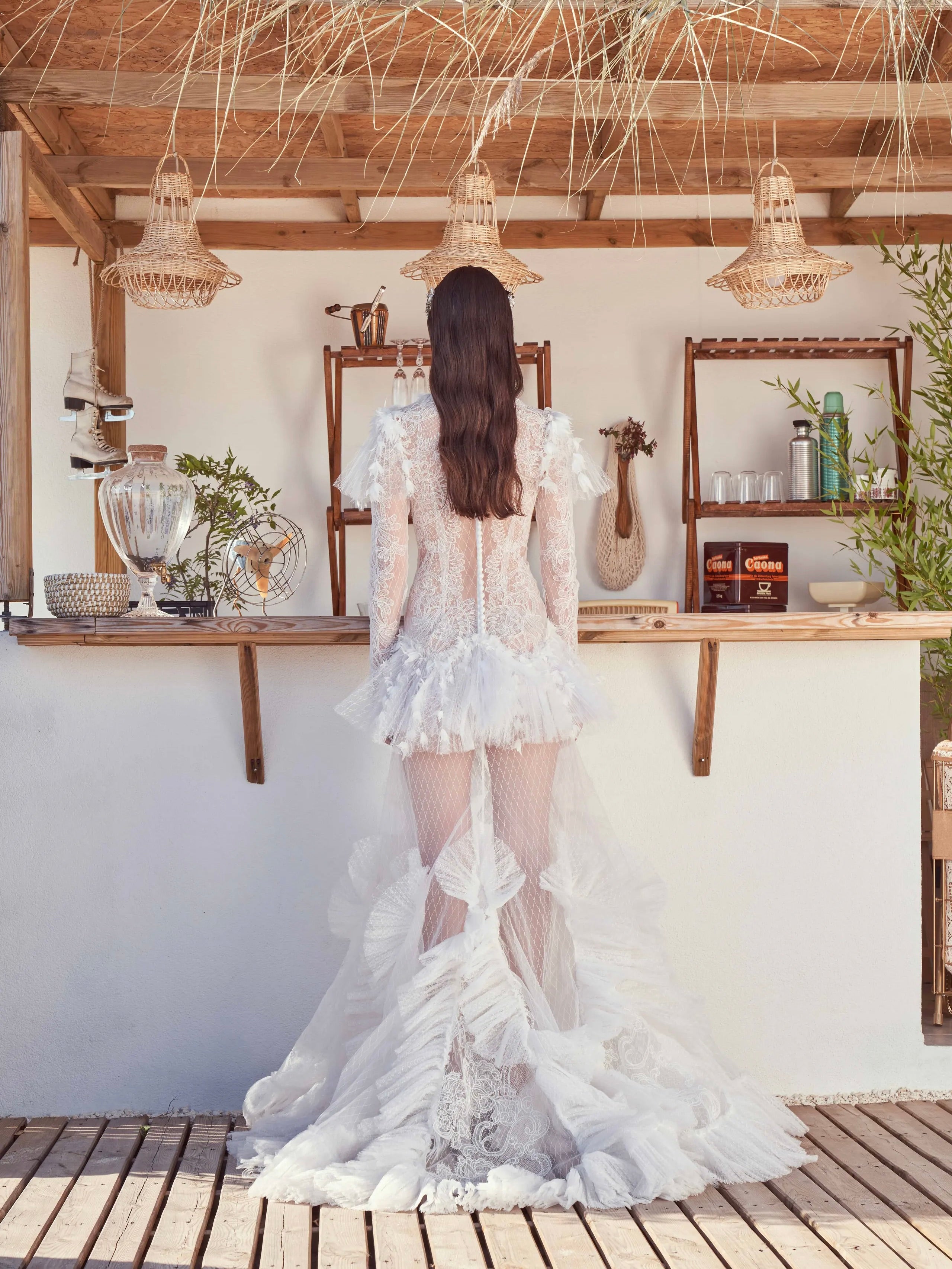 Haleia Çiçek Motifli Dantel Maxi Gelinlik