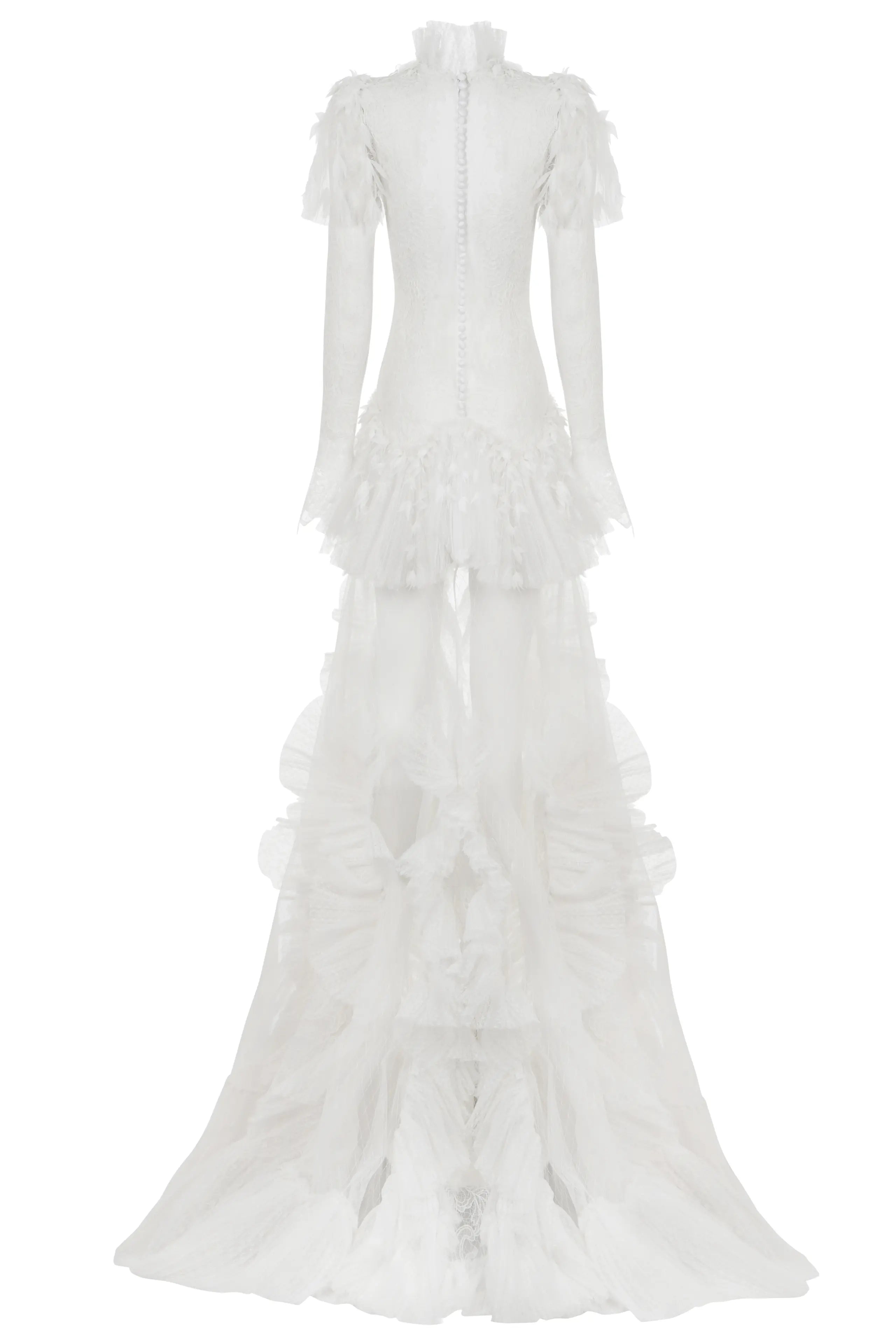 Haleia Çiçek Motifli Dantel Maxi Gelinlik