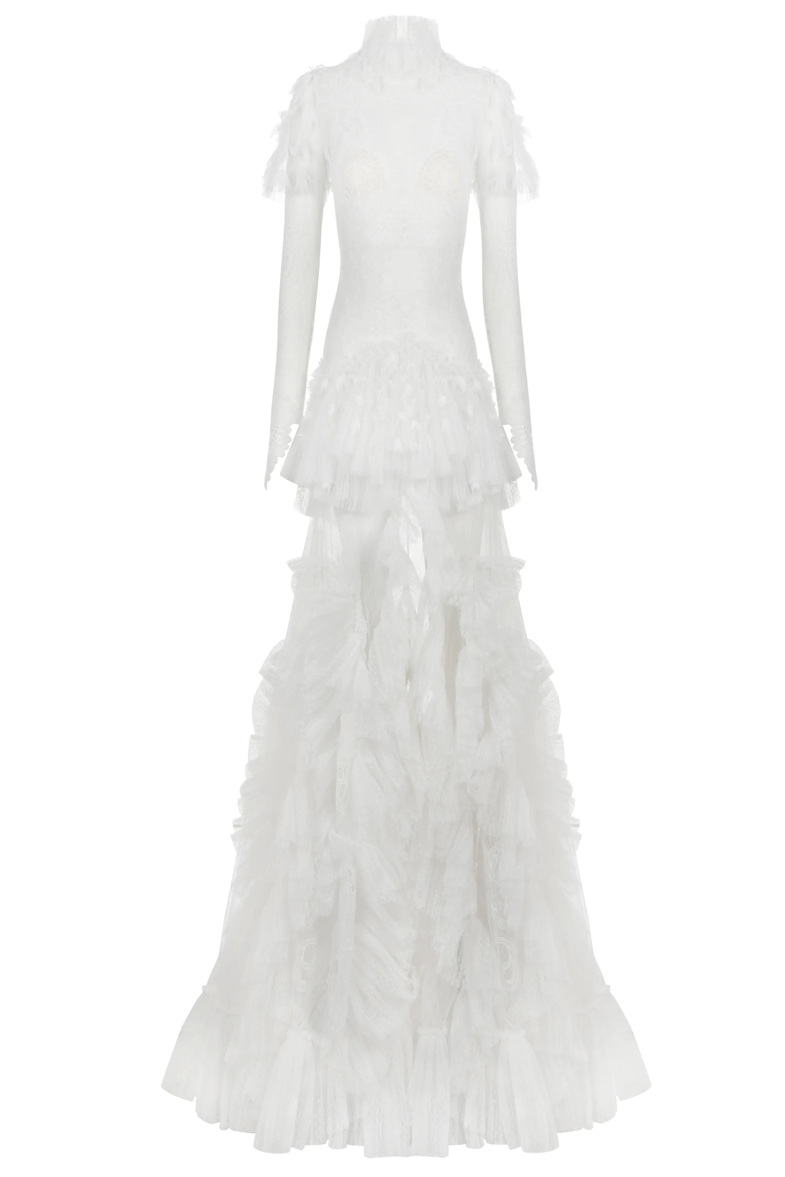 Haleia Çiçek Motifli Dantel Maxi Gelinlik