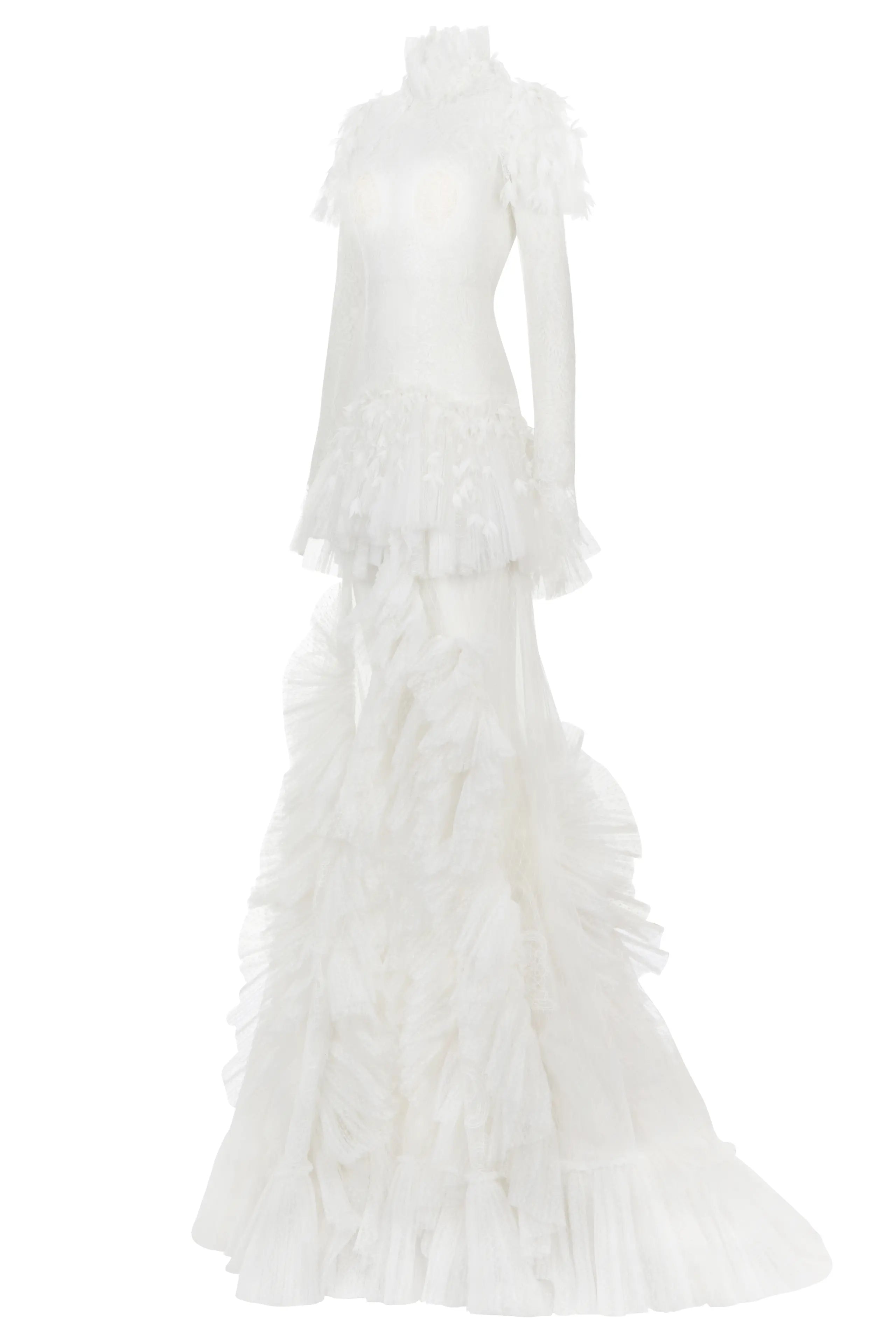 Haleia Çiçek Motifli Dantel Maxi Gelinlik