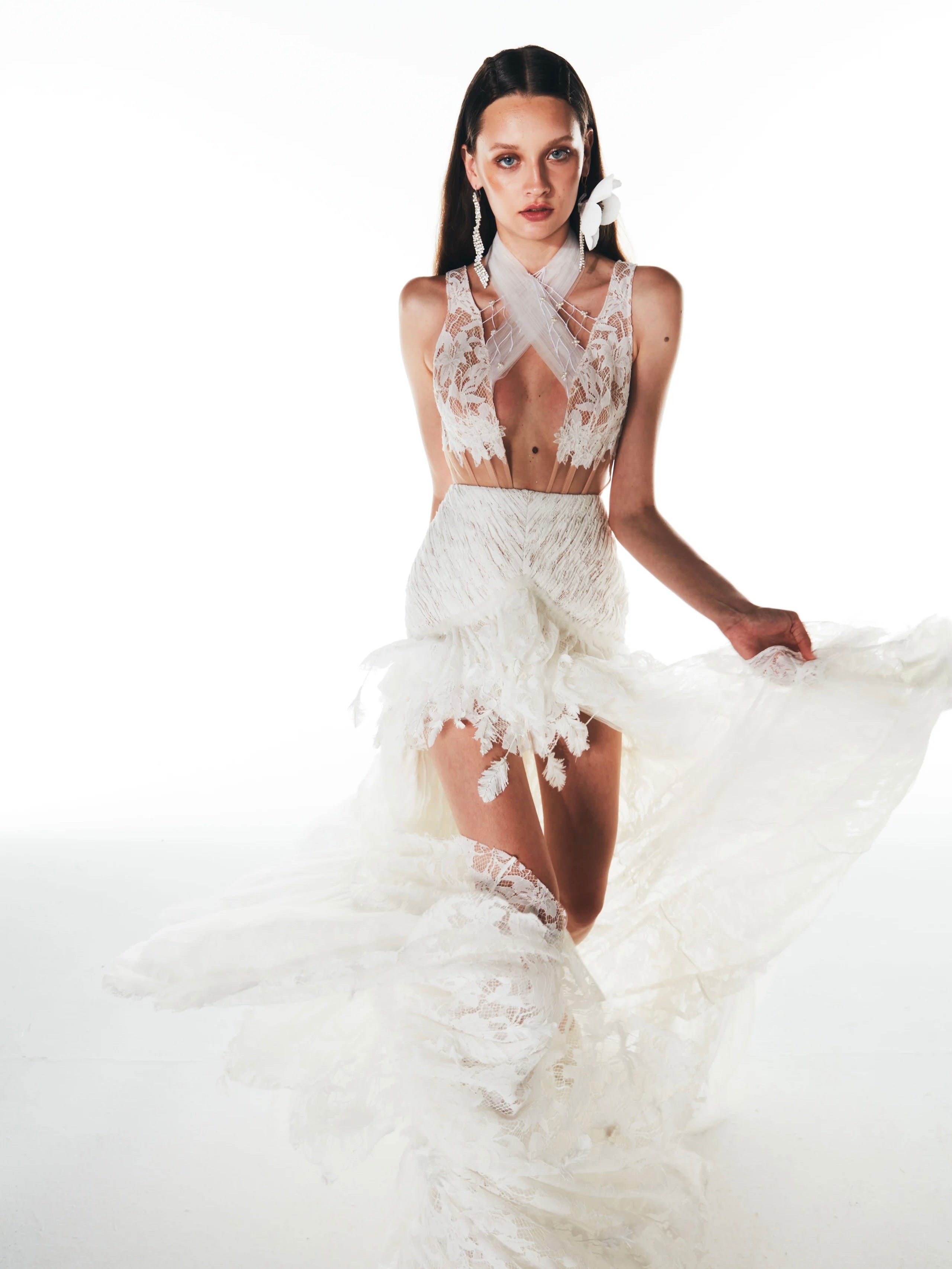 Haleia Lace & Tulle Yırtmaç Detaylı Gelinlik