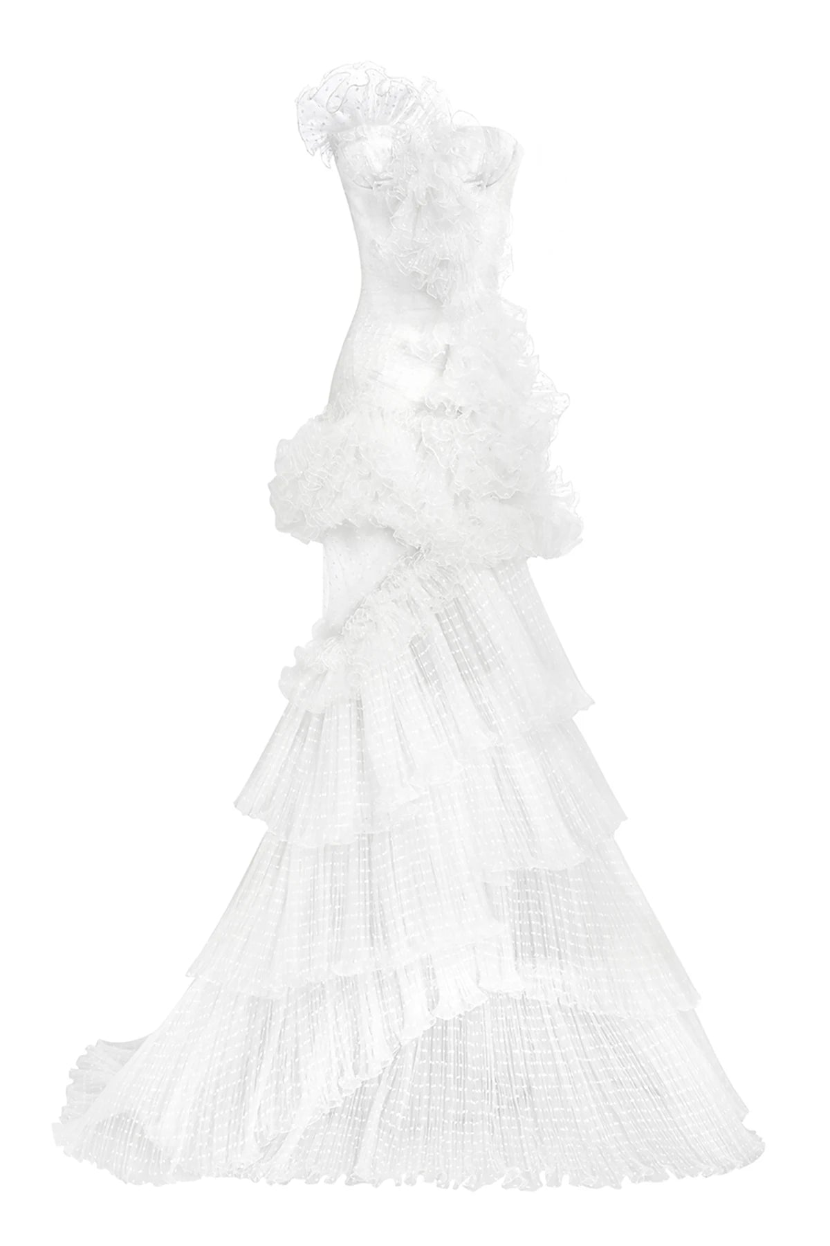 Haleia Straplez Puantiyeli Organze Gelinlik