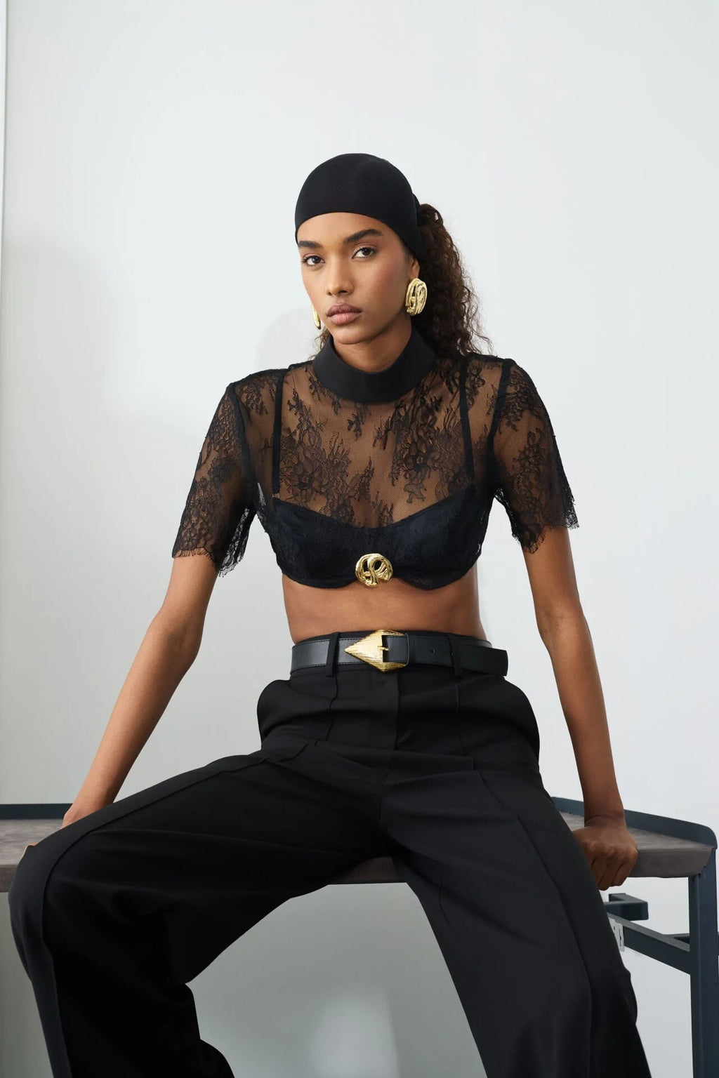 Gaia n Uranos Kısa Kollu Dantelli Crop görünüm 5