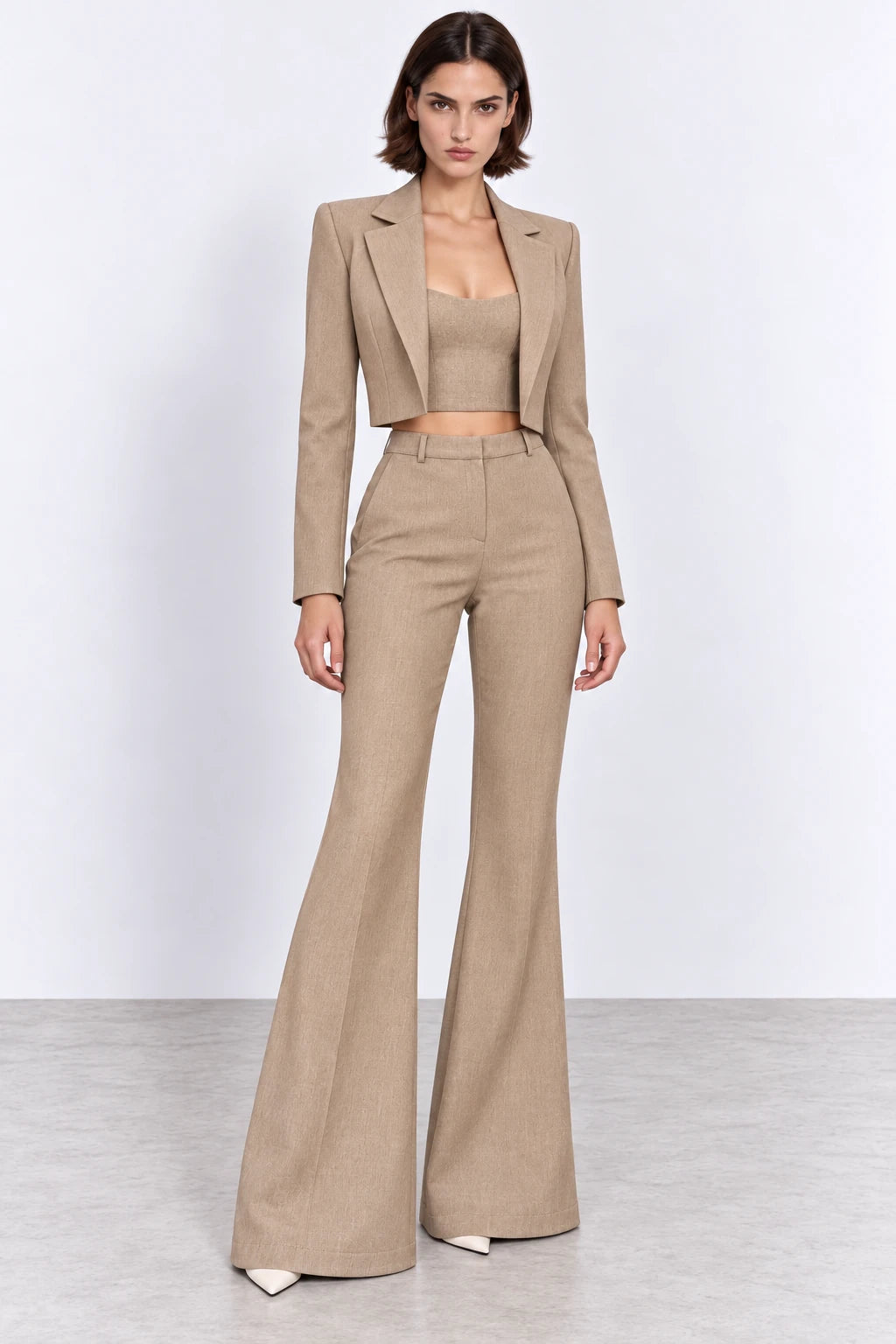 Gaia n Uranos Crop Bej Blazer görünüm 3